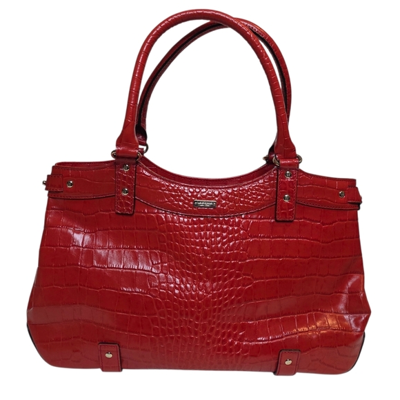Kate Spade New York Stevie Carlsbad Red Croc-Embossed Leather Satchel -$350 MSRP - Picture 2 of 8